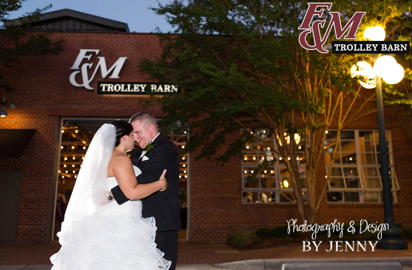 F&M Trolley Barn Bride and Groom Kiss