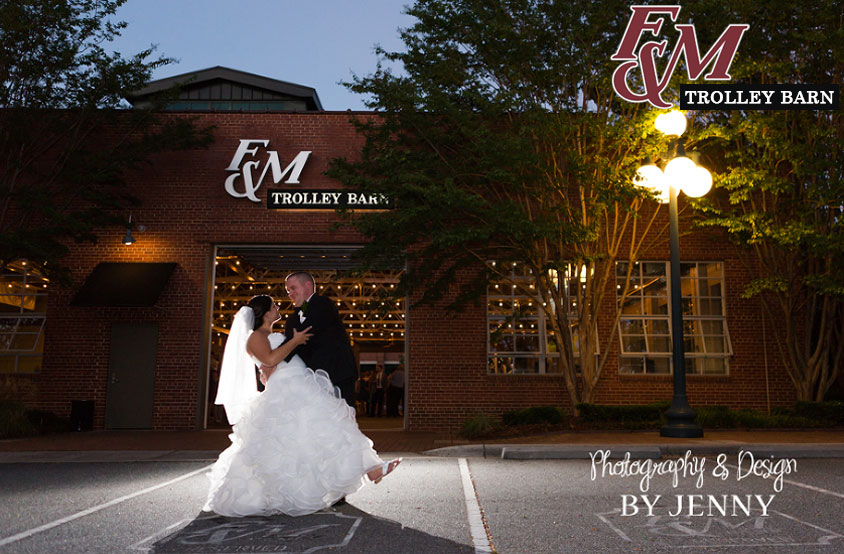 F&M Trolley Barn Out Door Bride and Groom